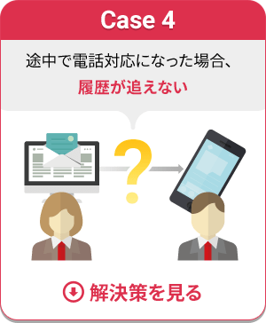 Case 4 途中で電話対応になった場合、履歴が追えない　解決策を見る